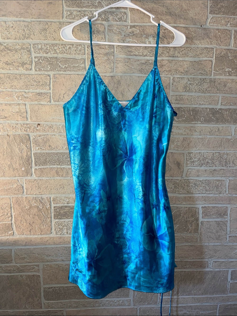 Secret Treasures Teal Floral Satin Slip